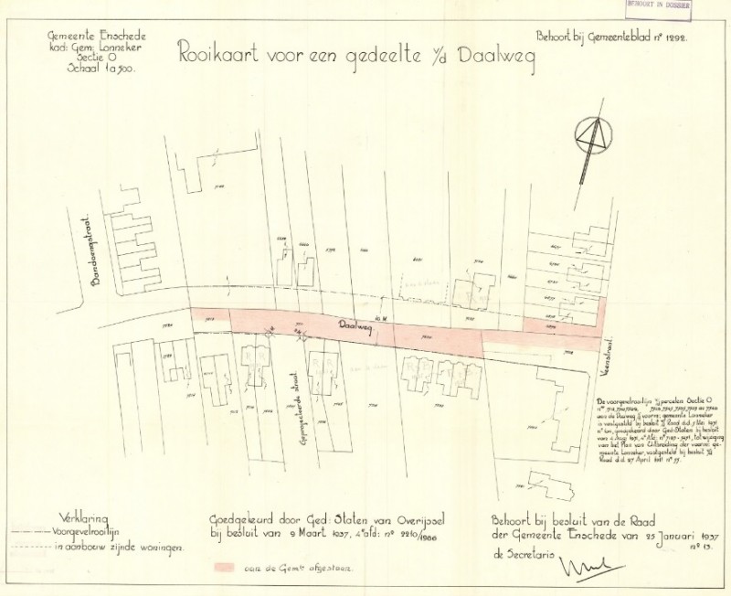 Daalweg Plattegrond 1937. Detailkaart. Rooikaart van een gedeelte van de Daalweg. Uitgave gemeente Enschede..jpg