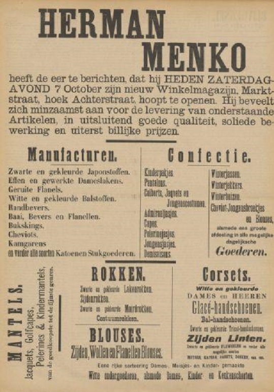 Marktstraat hoek Achterstraat Herman Menko advertentie Tubantia 7-10-1889.jpg
