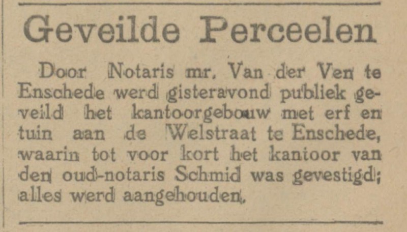 Welstraat kantoorgebouw oud notaris Schmid advertentieTubantia 9-8-1921.jpg