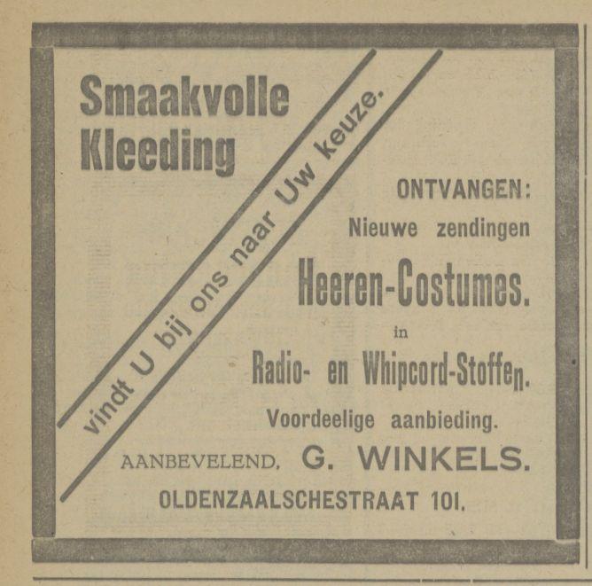 Oldenzaalsestraat 101 G. Winkels herenkleding advertentie Tubantia 10-5-1926.jpg