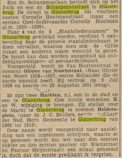 Dr. Schaepmanstraat wordt Cornelis Houtmanstraat krantenbericht Tubantia 5-5-1936.jpg
