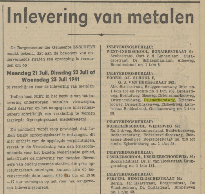 Drienerhorstweg krantenbericht Tubantia 18-7-1941.jpg