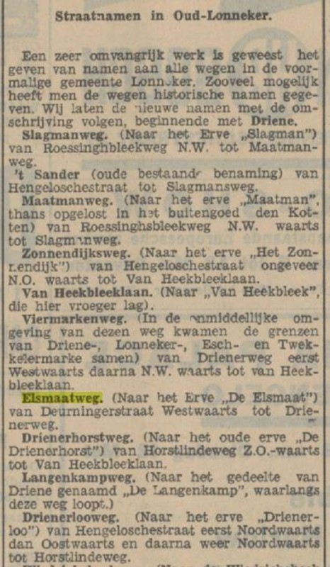 Elsmaatweg krantenbericht Tubantia 7-5-1938.jpg
