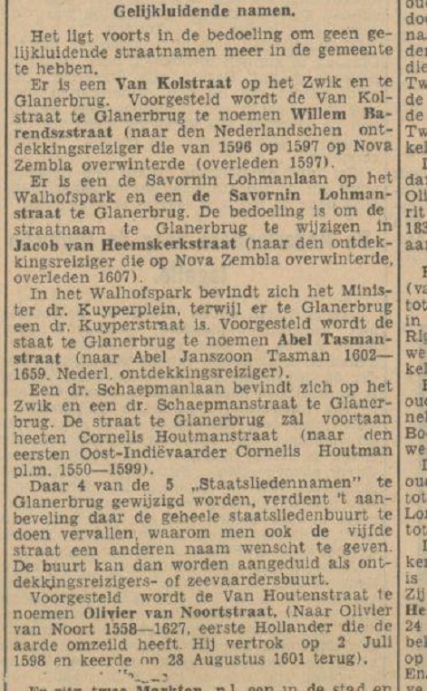 de Savornin Lohmanstraat wordt Jacob van Heemskerkstraat krantenbericht Tubantia 5-5-1936.jpg