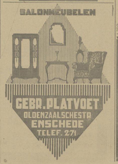 Oldenzaalsestraat 9 Gebr. Platvoet meubelen advertentie Tubantia 31-3-1926.jpg