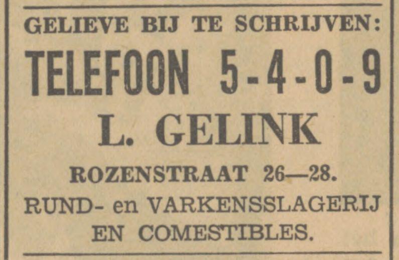 Rozenstraat 26-28 L. Gelink Rund- en Varkensslagerij advertentie Tubantia 27-6-1936.jpg