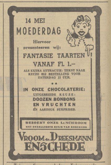 Vroom en Dreesmann Enschede moederdag advertentie Tubantia 12-5-1939 .jpg