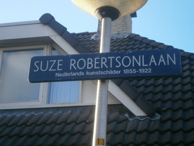 Suze Robertsonlaan straatnaambordje .JPG