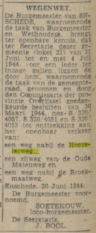 Hoevelerweg advertentie Tubantia 20-6-1944.jpg