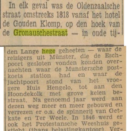 Lange Hege Gronausestraat bij Hotel Giuden Kklomp krantenbericht Tubantia 2-12-1932.jpg