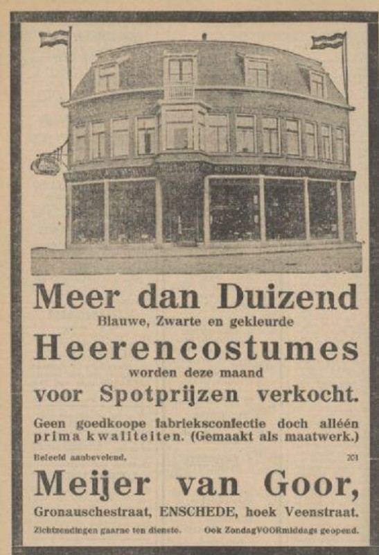 Gronausestraat hoek Veenstraat Meijer van Goor advertentie Tubantia 21-2-1930.jpg