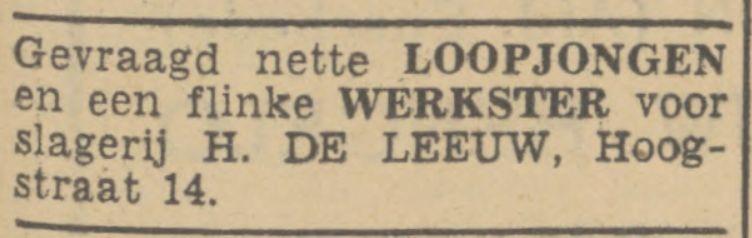 Hoogstraat 14 slagerij H. de Leeuw advertentie Tubantia 1-5-1940.jpg