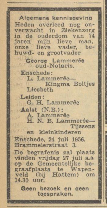 Brammelerstraat 3 Notaris G. Lammeree advertentie Algemeen Handelsblad 26-7-1956.jpg