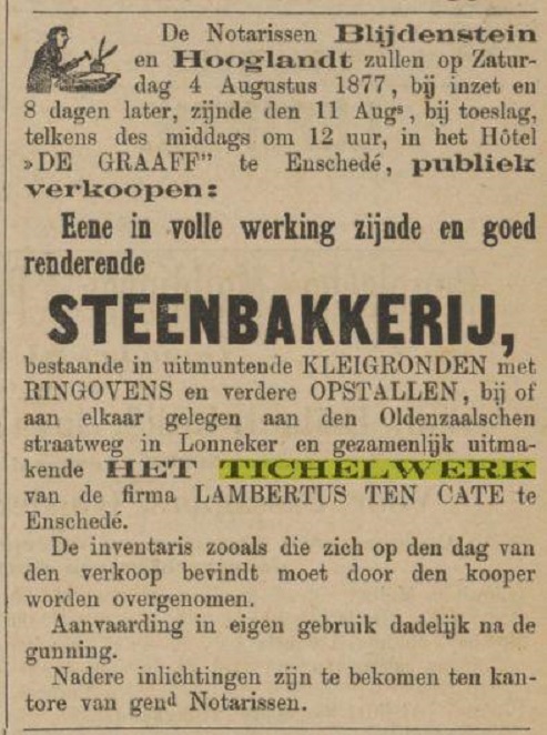 Oldenzaalsestraatweg Het Tichelwerl advertentie 28-7-1877.jpg