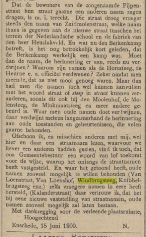 Windbrugsteeg krantenbericht Tubantia 20-6-1900.jpg
