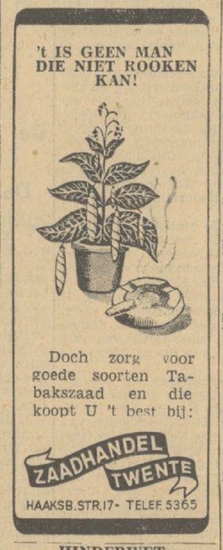 Haaksbergerstraat 17 Zaadhandel Twente advertentie Twentsch nieuwsblad 19-2-1944.jpg
