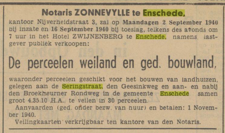 Seringstraat advertentie Tubantia 31-8-1940.jpg