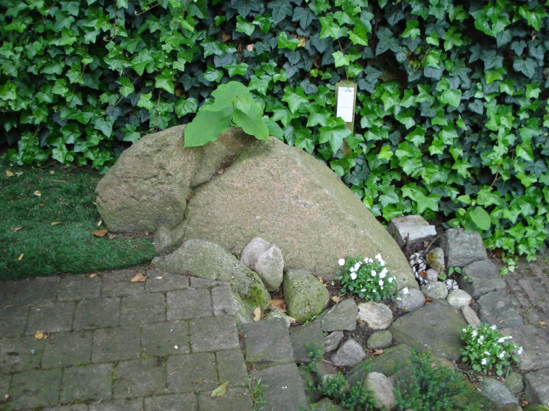 Deurningerstraat 401 zwerfsteen in tuin scheiding tussen Lonneker en Enschede. rijksmonument.jpg