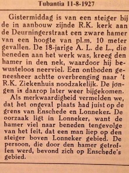 Deurningerstraat Mariakerk krantenknipsel 11-8-1927.jpg