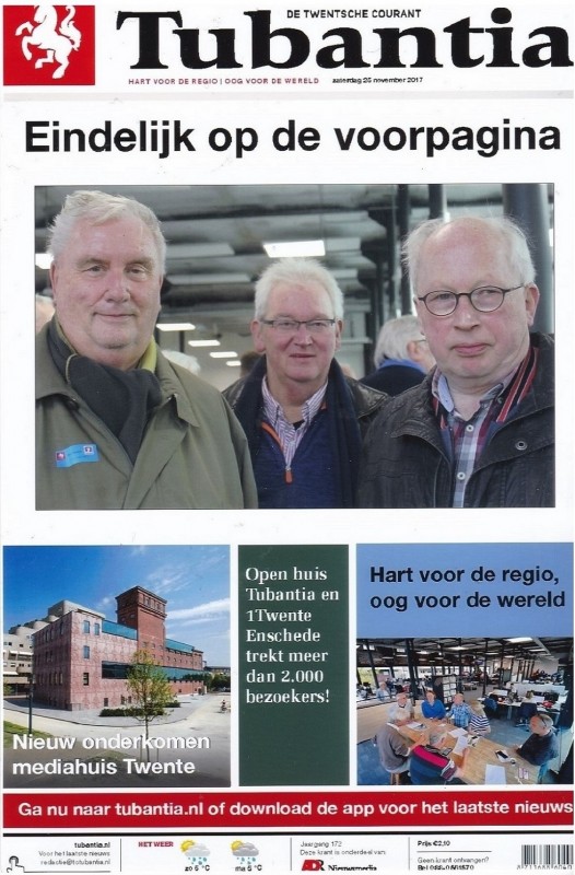 Arie Joop en Willem op de voorpagina Tubantia.jpg