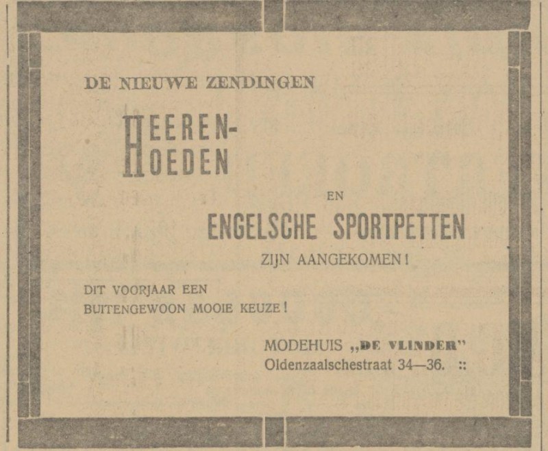 Oldenzaalsestraat 34-36 Modehuis De Vlinder advertentie Tubantia 1-3-1913.jpg