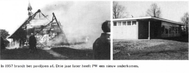 Volkspark 1957 brand paviljoen PW, 3 jaar later heeft PW een nieuw onderkomen.jpg