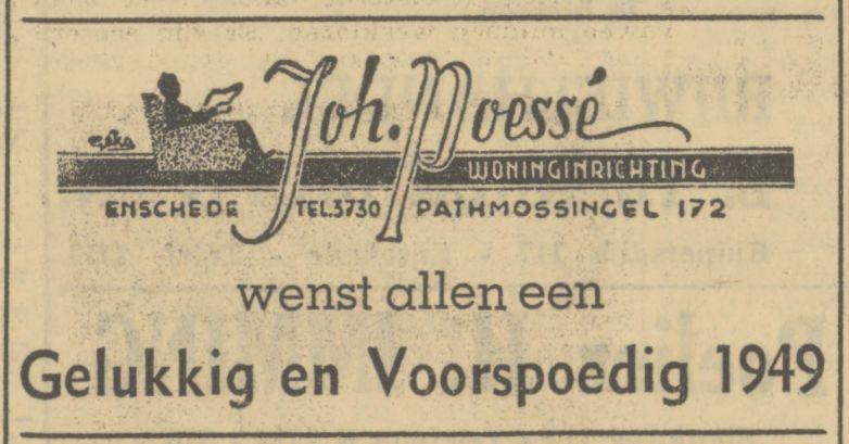Pathmossingel 172 Woninginrichting Joh. Poessé advertentie Tubantia 31-12-1948.jpg