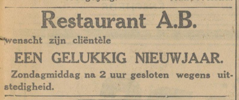 Gronausestraat restaurant A.B. advertentie Tubantia 30-12-1932.jpg