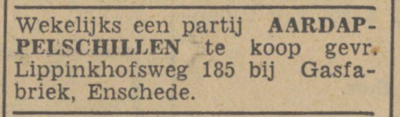 Lippinkhofsweg 185 aardappelschillen te koop gevraagd advertentie Tubantia 30-11-1940.jpg