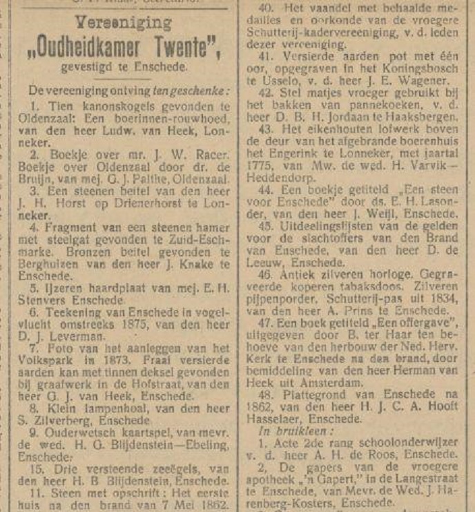 Oudheidkamer Twente de Gaper van drogisterij n Gapert krantenericht 10-1-1913.jpg