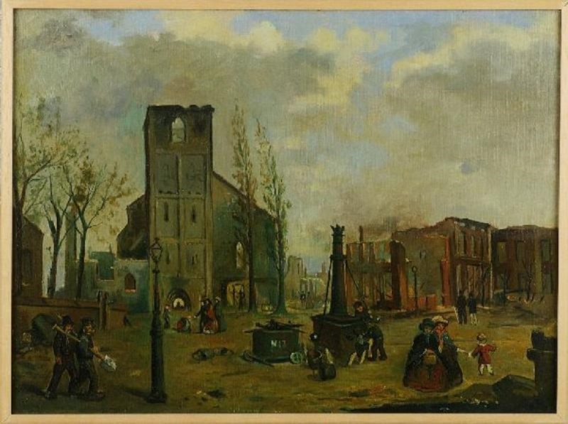 Schilderij Markt Enschede na de brand. vervaardiger Gerard C. Krol 1920.jpg