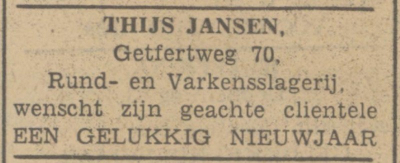 Getfertweg 70 Rund- en Varkensslagerij Thijs Jansen advertentie Tubantia 31-12-1938.jpg