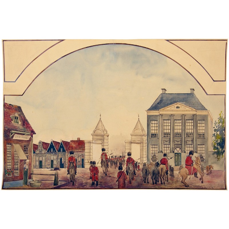 Aquarel De Kozakken trekken door de Espoort Enschede binnen, november 1813.jpg