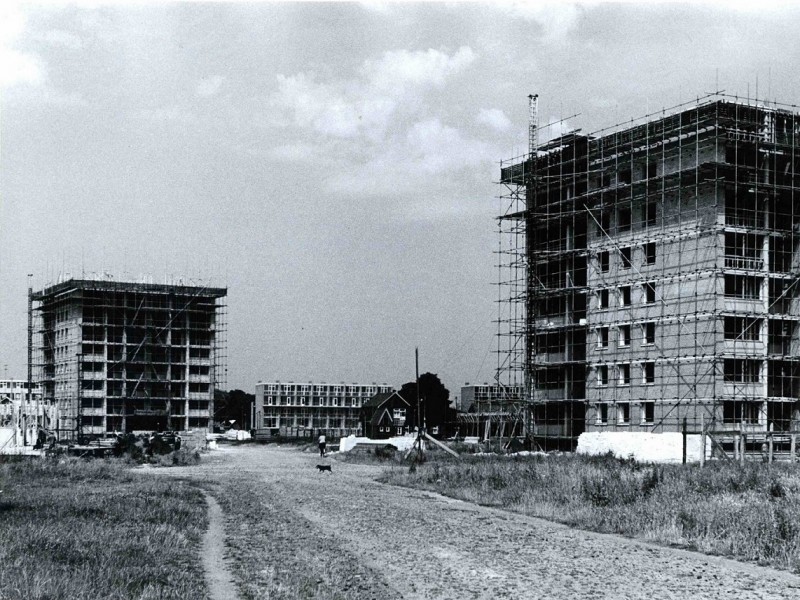 Fazantstraat 1961 Bouw van torenflats aan de Fazantstraat in de wijk Mekkelholt..jpg