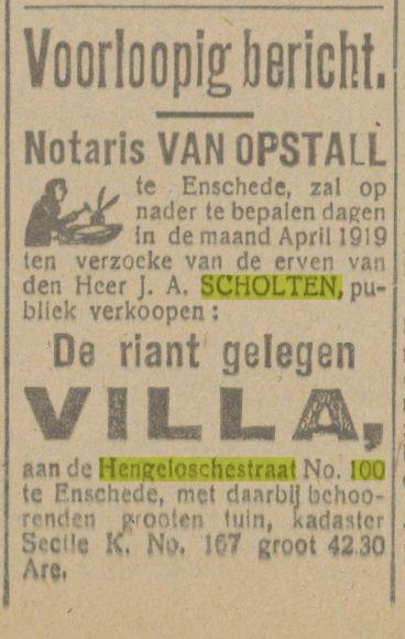 Hengelosestraat 100 J.A. Scholten advertentie Tubantia 5-4-1919.jpg