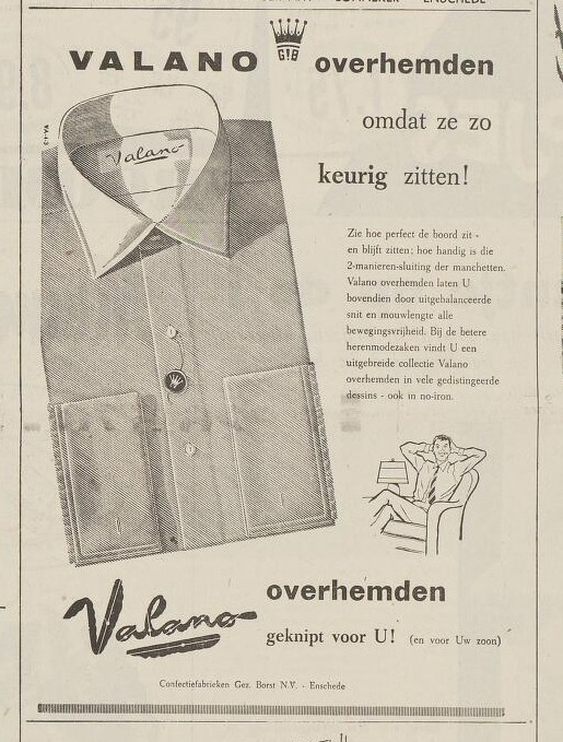 Hengelosestraat Confectiefabrieken Gez. Borst N.V. advertentie Valano overhemden.jpg