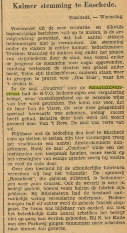 Schurinkdwarsstraat krantenbericht Sociaal democaratisch dagblad Voorwaarts 2-12-1931.jpg