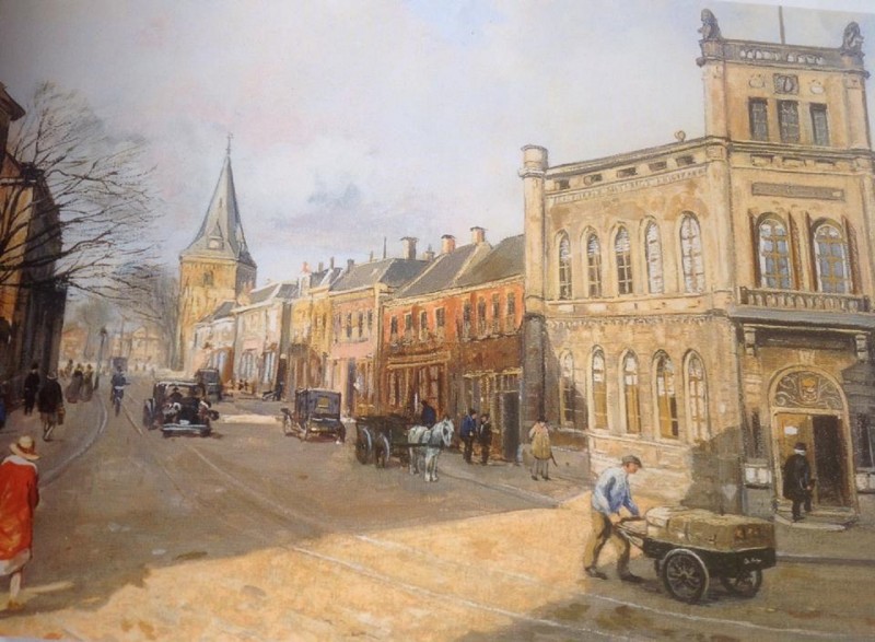 Langestraat oude stadhuis 1930 schilderij Gerard Krol.jpg