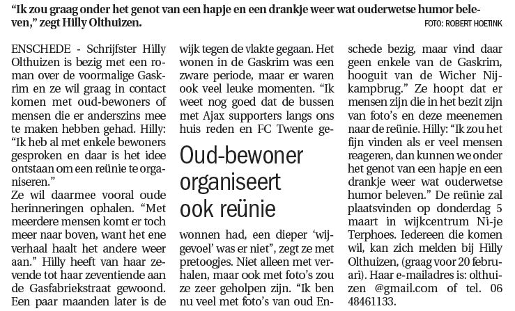 Artikel in de weekkrant over Hilly Olthuizen 11-2-2009  (2).JPG