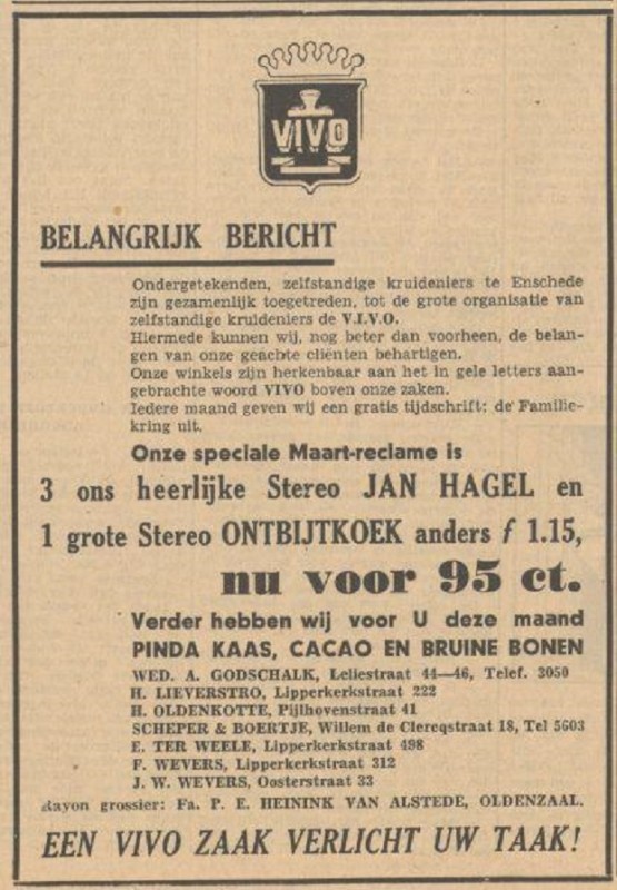 Oosterstraat 33 VIVO winkel J.W. Wevers advertentie Tubantia 2-3-1949.jpg