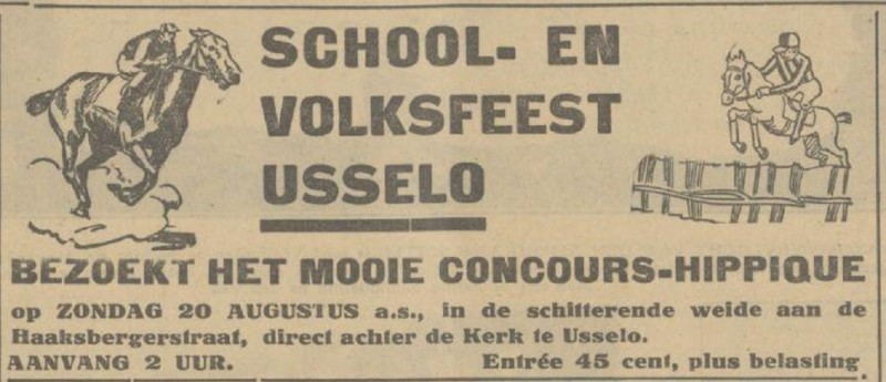 Haaksbergerstraat achter kerk Usselo School- en Volksfeest advertentie 16-8-1933.jpg