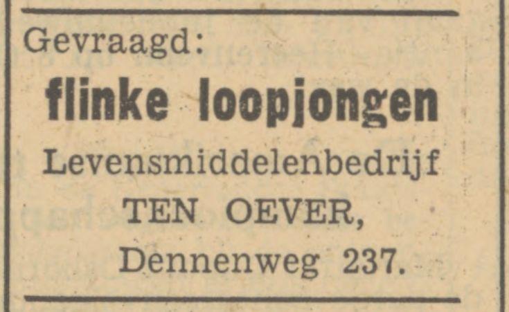 Dennenweg 237 Levensmiddelenbedrijf Ten Oever advertentie Tubantia 6-9-1950.jpg