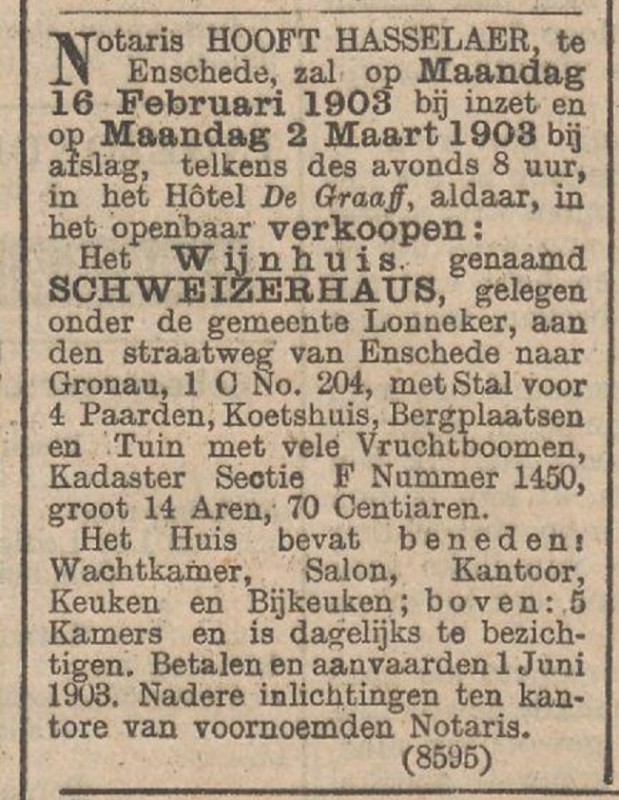 Schweizerhauis Wijnhuis aan de straatweg Enschede-Gronau, 1 C No. 204 advertentie 6-2-1903.jpg