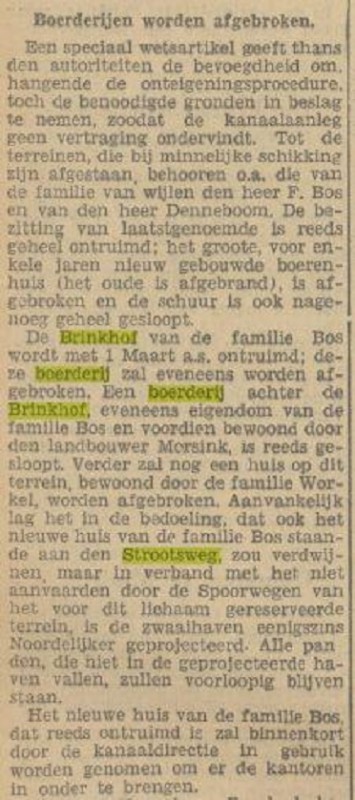 Strootsweg afbraak boerderij Brinkhof krantenbericht Tubantia 8-2-1934.jpg