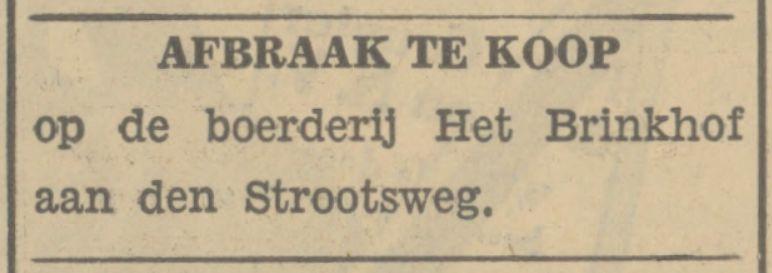 Strootsweg afbraak boerderij Brinkhof advertentie Tubantia 14-3-1934.jpg