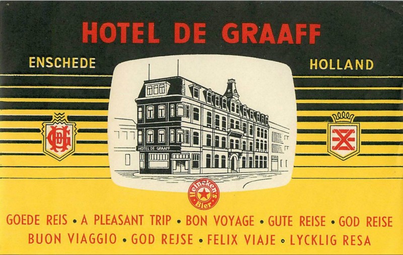 Haaksbergerstraat Hotel De Graaff bagagelabel met stadswapen.jpg