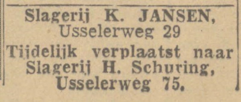 Usselerweg 29 slagerij K. Jansen advertentie Twentsch nieuwsblad 24-2-1944.jpg