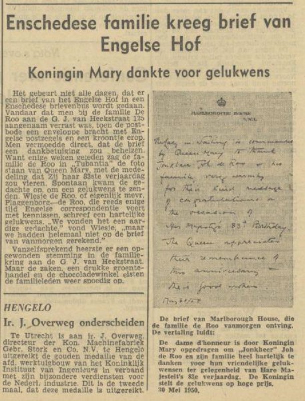 G.J. van Heekstraat 125 Groentehandel de Roo krantenbericht Tubantia 2-6-1950.jpg