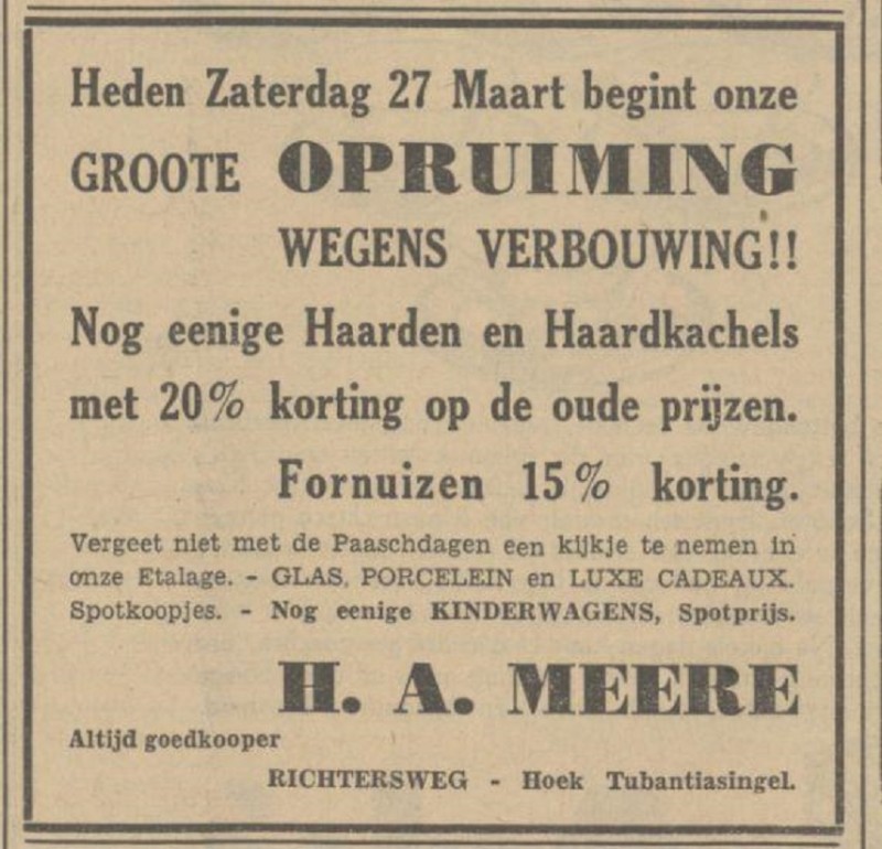 Richtersweg hoek Tubantiasingel H.A. Meere advertentie Tubantia 27-3-1937.jpg