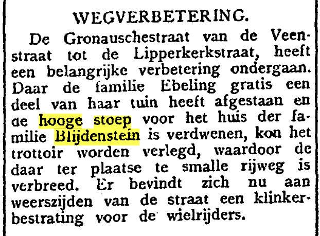 Gronausestraat Huis Blijdenstein met hoge stoep krantenbericht 13-10-1928.jpg